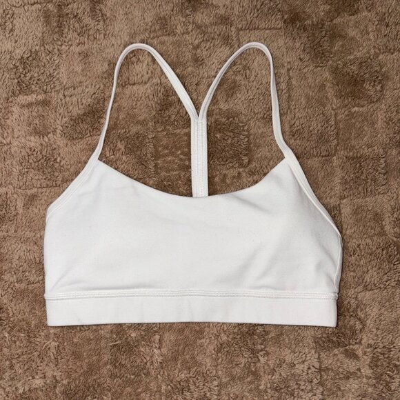 Lululemon Flow Y Sports Bra Nulu White Seamless Lightweight Yoga Bra 6 - Picture 1 of 8